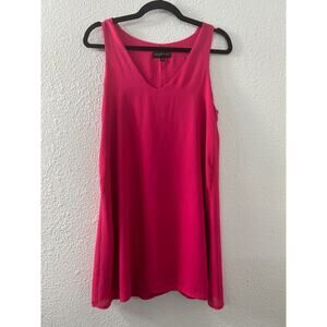 Mary & Mabel Womens Sleeveless Shift‎ Pink Dress V-Neck BarbieCon Size Large
